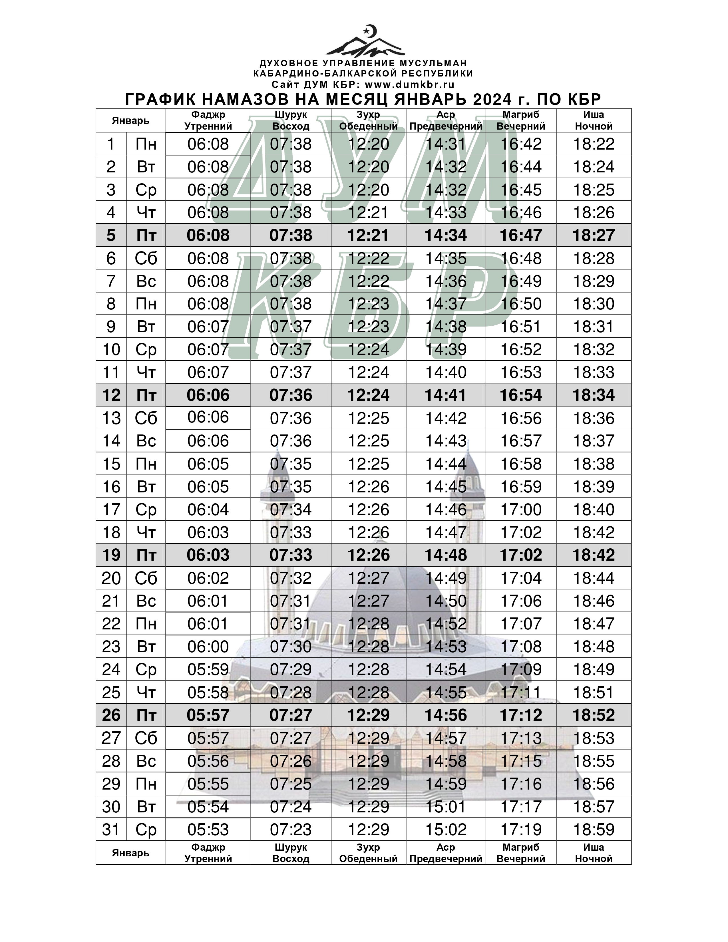 Календарь намазов на 2024 год Время намаза в 2024 год май